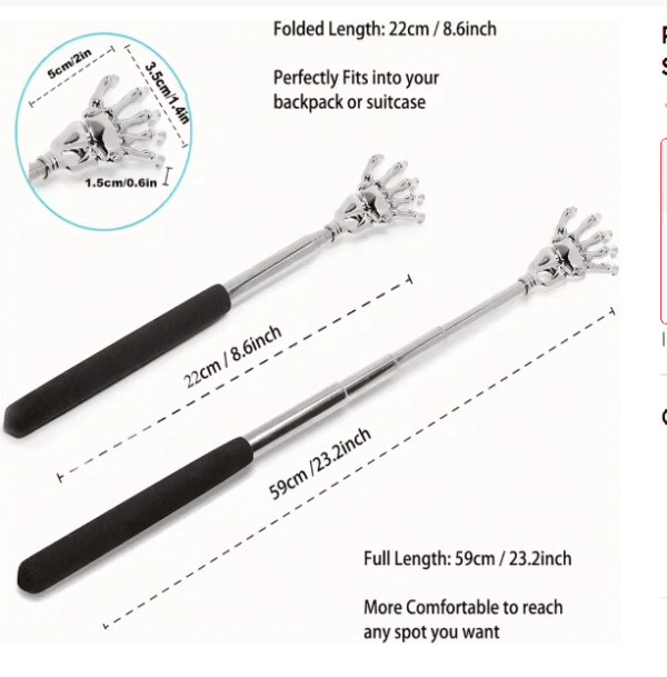 Portable Extendable Back Scratcher–Stainless Steel-2pcs combo
